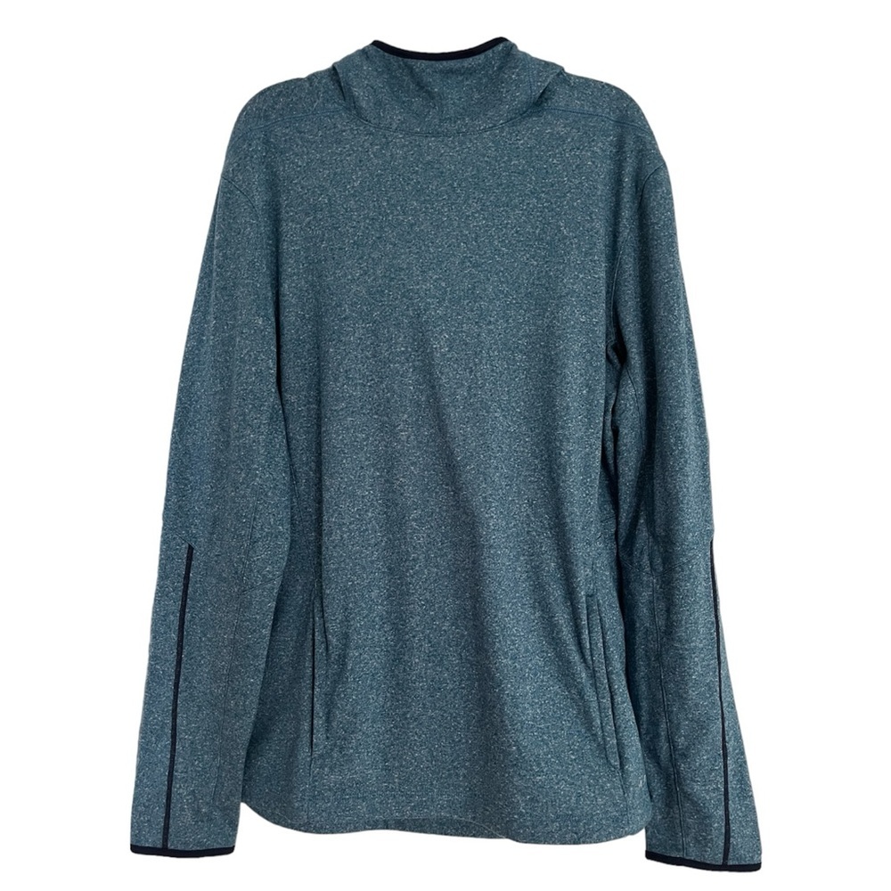 Matrix Teal Blue lightweight hoodie. Unisex high neck Kangaroo pocket. Small